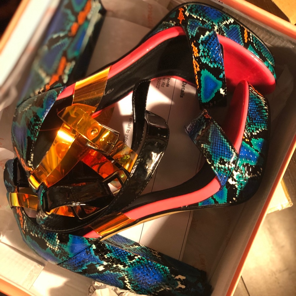 Snake skin heels.